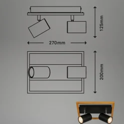 Listwa podwieszana 2 reflektory ramka jasne drewno czarna FREY