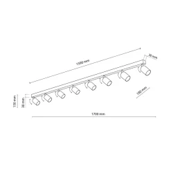 Listwa sufitowa 8 spotów czarno-złota TOP