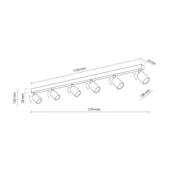 Listwa sufitowa 6 spotów czarno-złota TOP