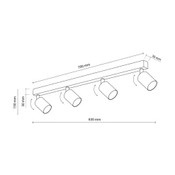 Listwa sufitowa 4 spoty czarno-złota TOP