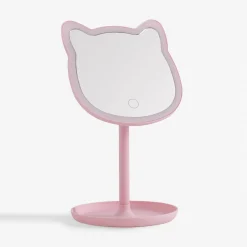 Lusterko do makijażu z oświetleniem LED różowe