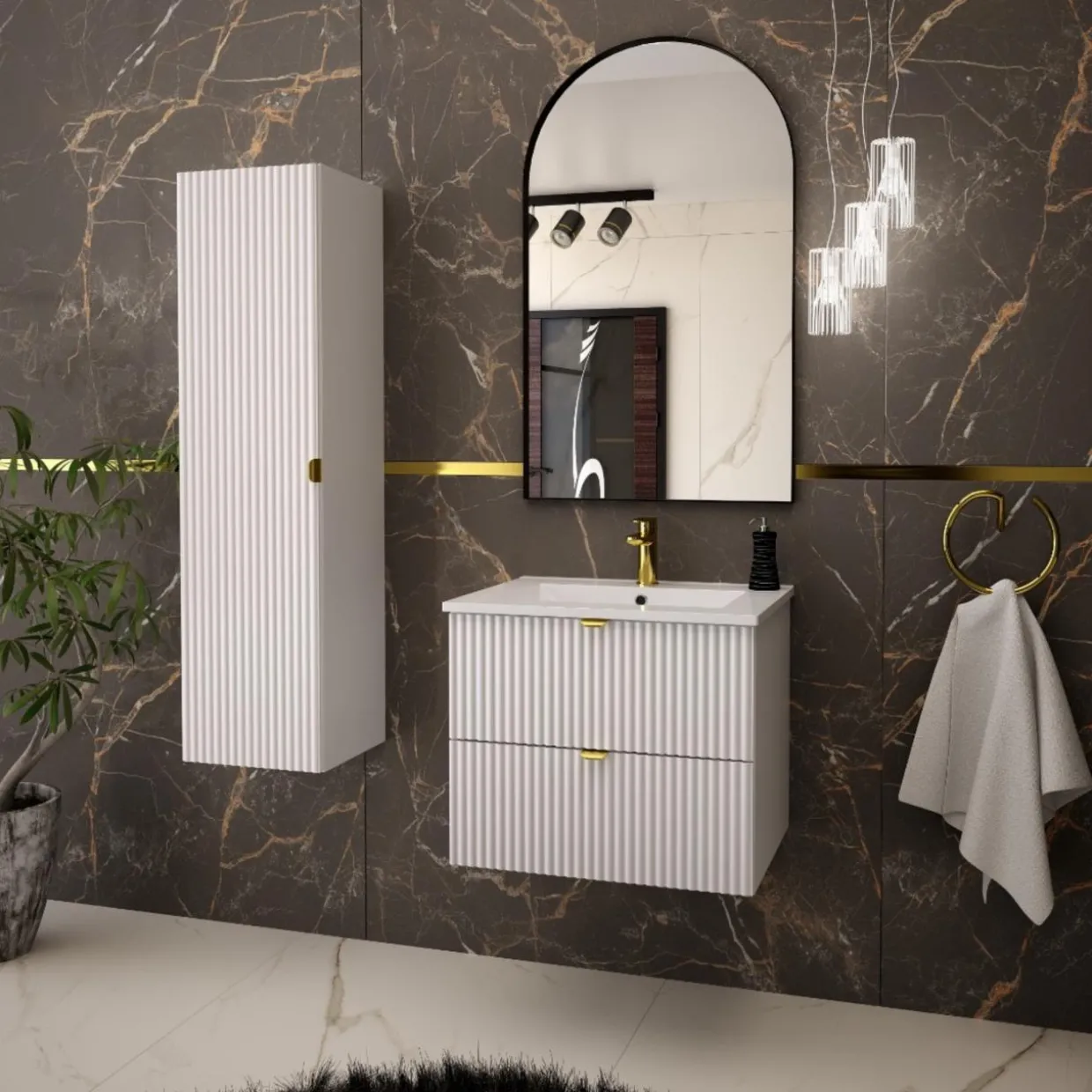 Lustro łazienkowe łuk czarne TORRE 60x100