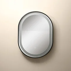 Lustro łazienkowe z oświetleniem LED czarne 50x70 cm