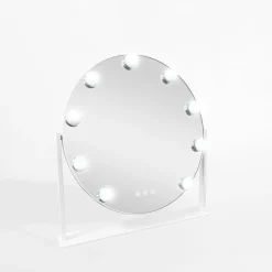 Lustro okrągłe z lampkami LED białe 44 cm