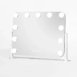 Lustro prostokątne z lampkami LED białe 44x7x36 cm