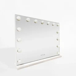 Lustro prostokątne z lampkami LED białe 58x12x48 cm