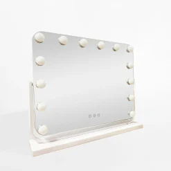 Lustro prostokątne z lampkami LED białe 53x12x45 cm