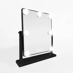 Lustro prostokątne z oświetleniem LED czarne 32x8x35 cm