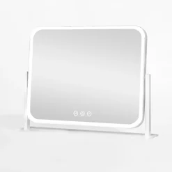 Lustro prostokątne z ramką LED białe 44x7x36 cm