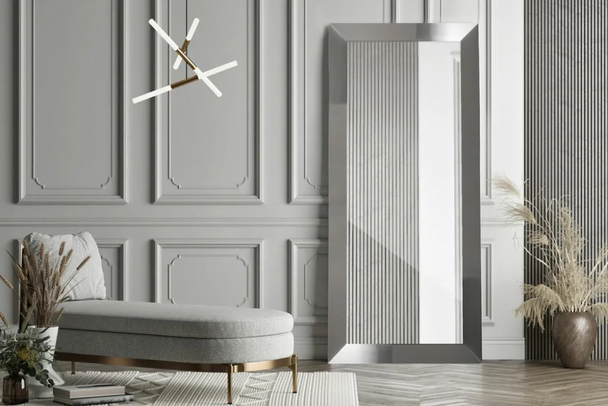 Lustro w srebrnej ramie MILANO 60x170 cm