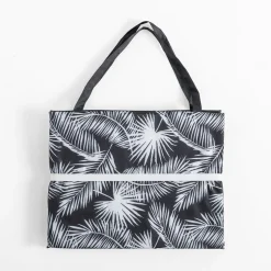 Mata plażowa w liście, czarna, 50x160 cm