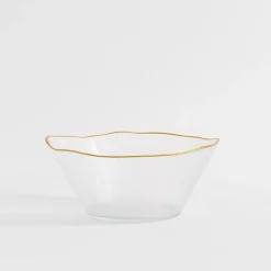 Miska szklana ze złotym rantem 21x9 cm