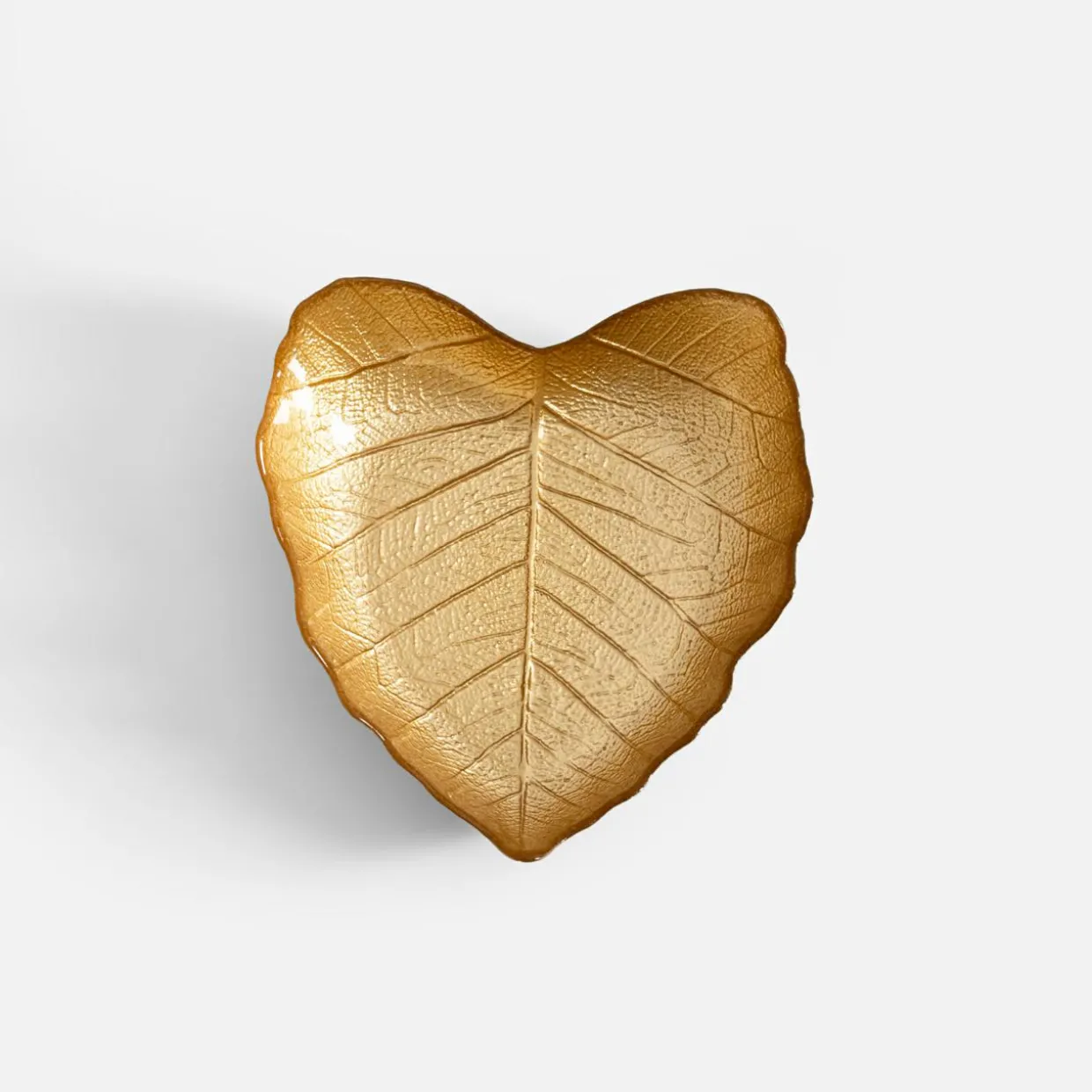 Miska szklana złota LIŚĆ 16 cm