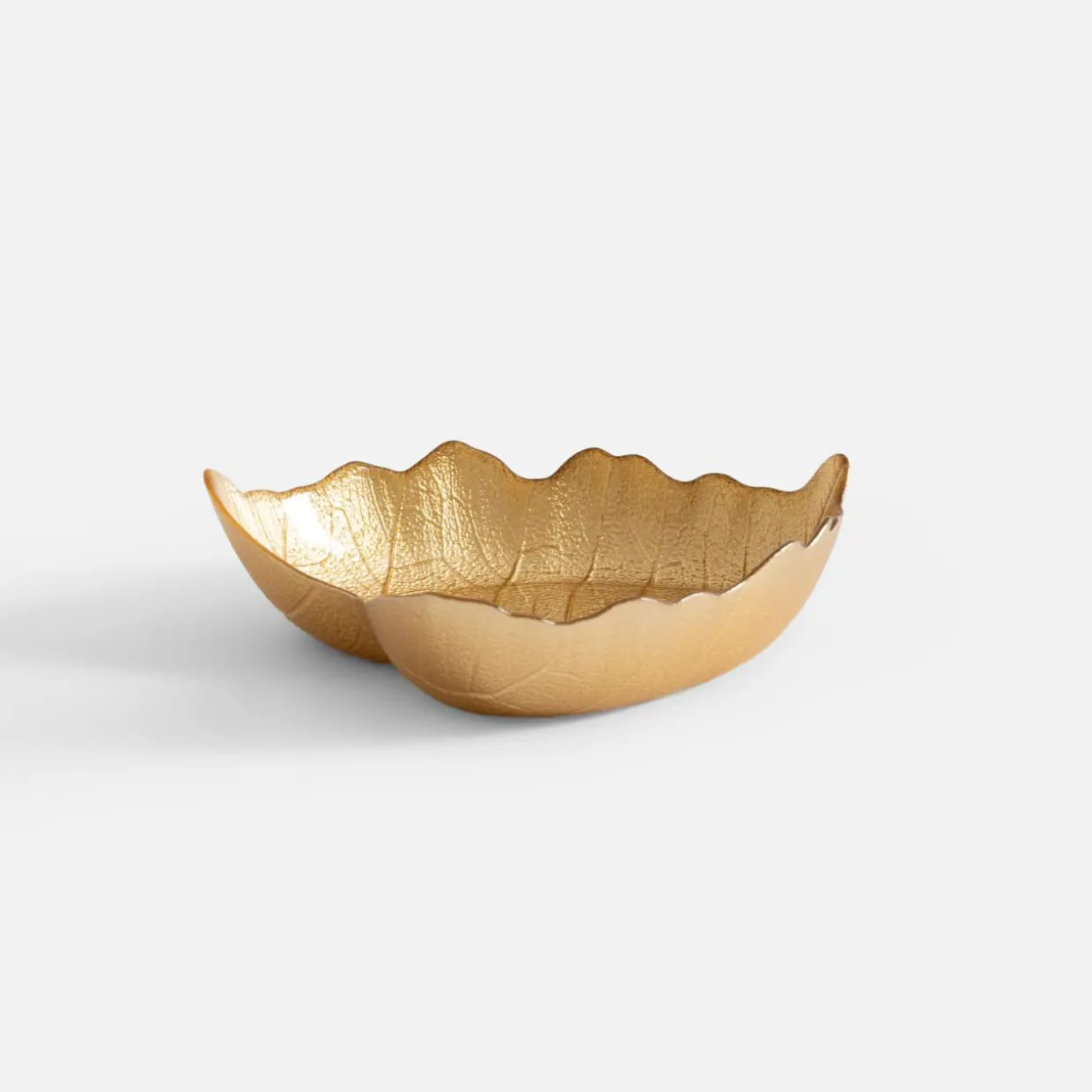 Miska szklana złota LIŚĆ 16 cm