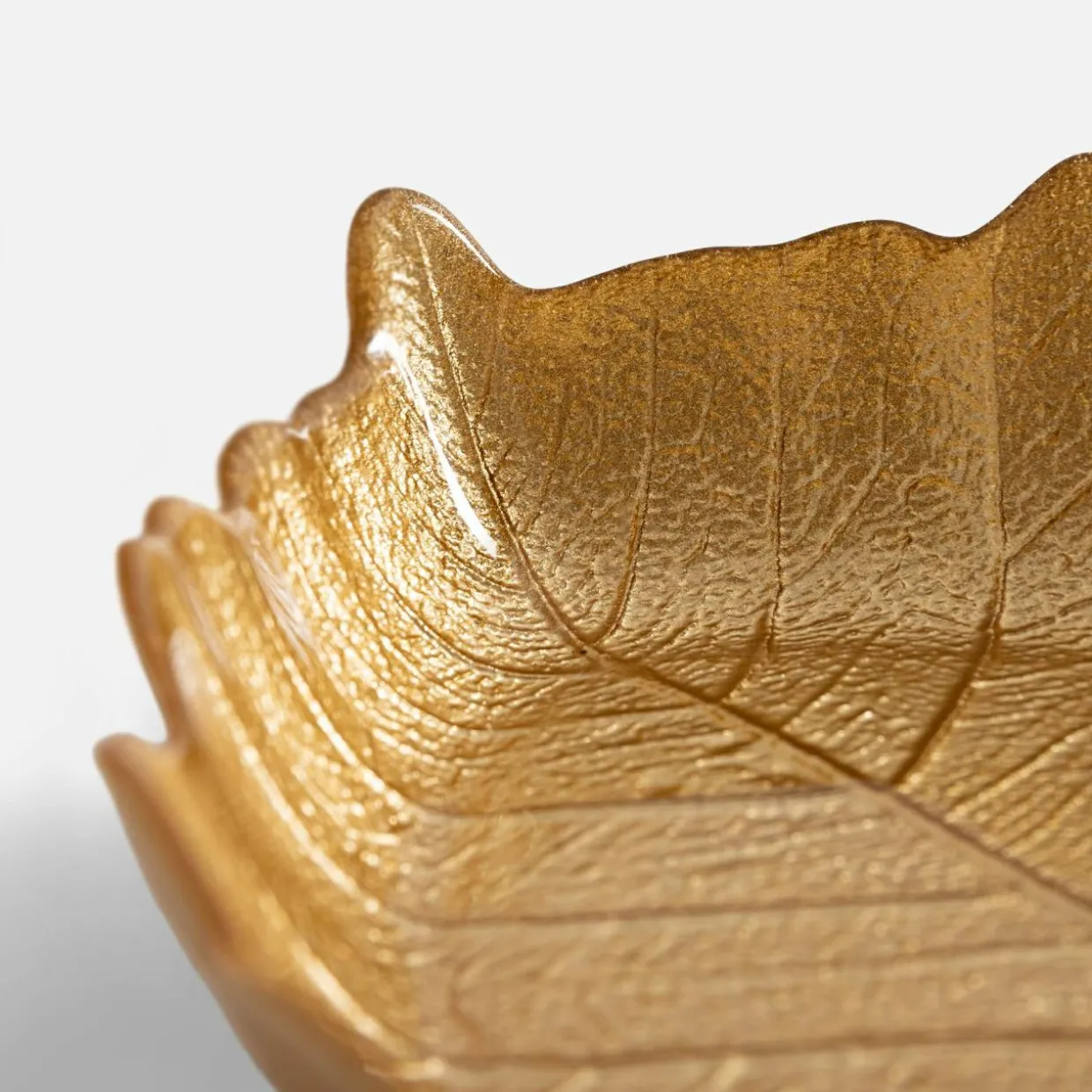 Miska szklana złota LIŚĆ 16 cm