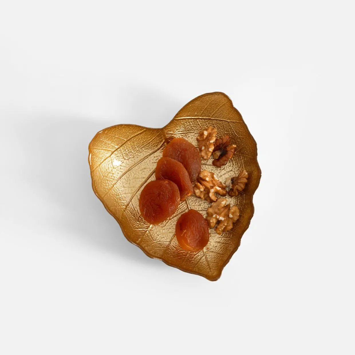 Miska szklana złota LIŚĆ 16 cm