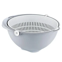 Miska z cedzakiem szara Stella 25 cm