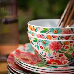 Miska z melaminy w kwiaty 750 ml