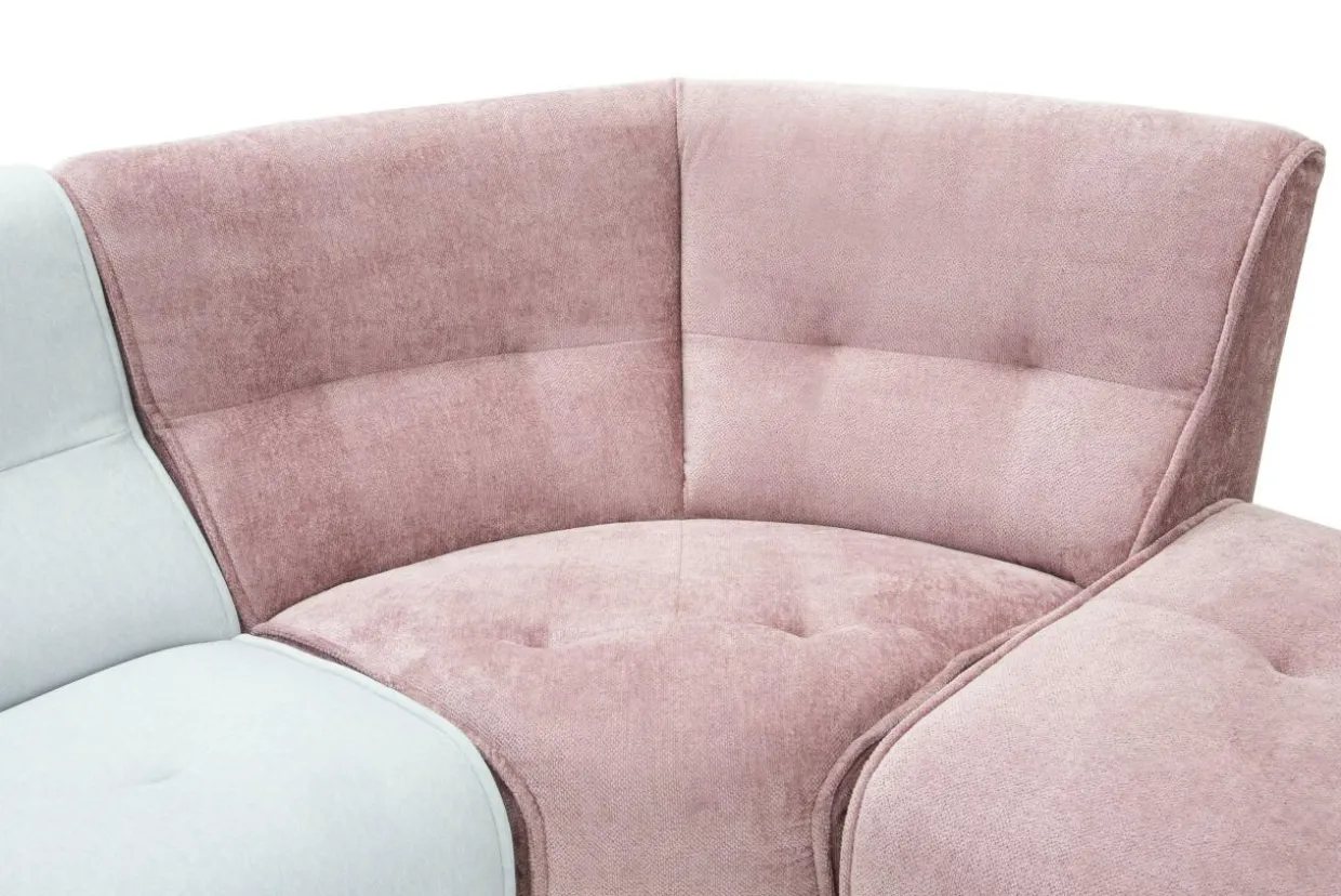 Modułowy narożnik kolorowy z pufą i leżanką FAMILY