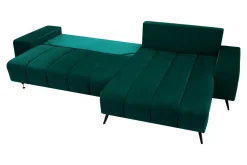 Narożnik butelkowa zieleń VELVET NEW prawy