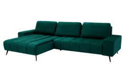 Narożnik butelkowa zieleń VELVET NEW lewy