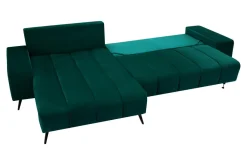 Narożnik butelkowa zieleń VELVET NEW lewy