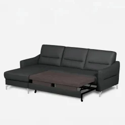 Narożnik grafitowy z nóżkami w chromie FARO lewy