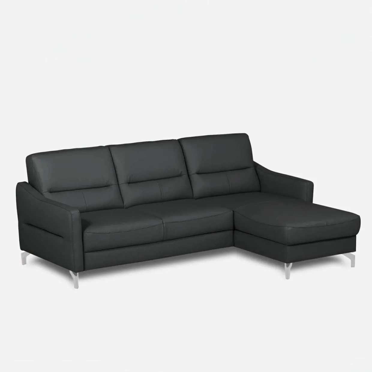 Narożnik grafitowy z nóżkami w chromie FARO prawy