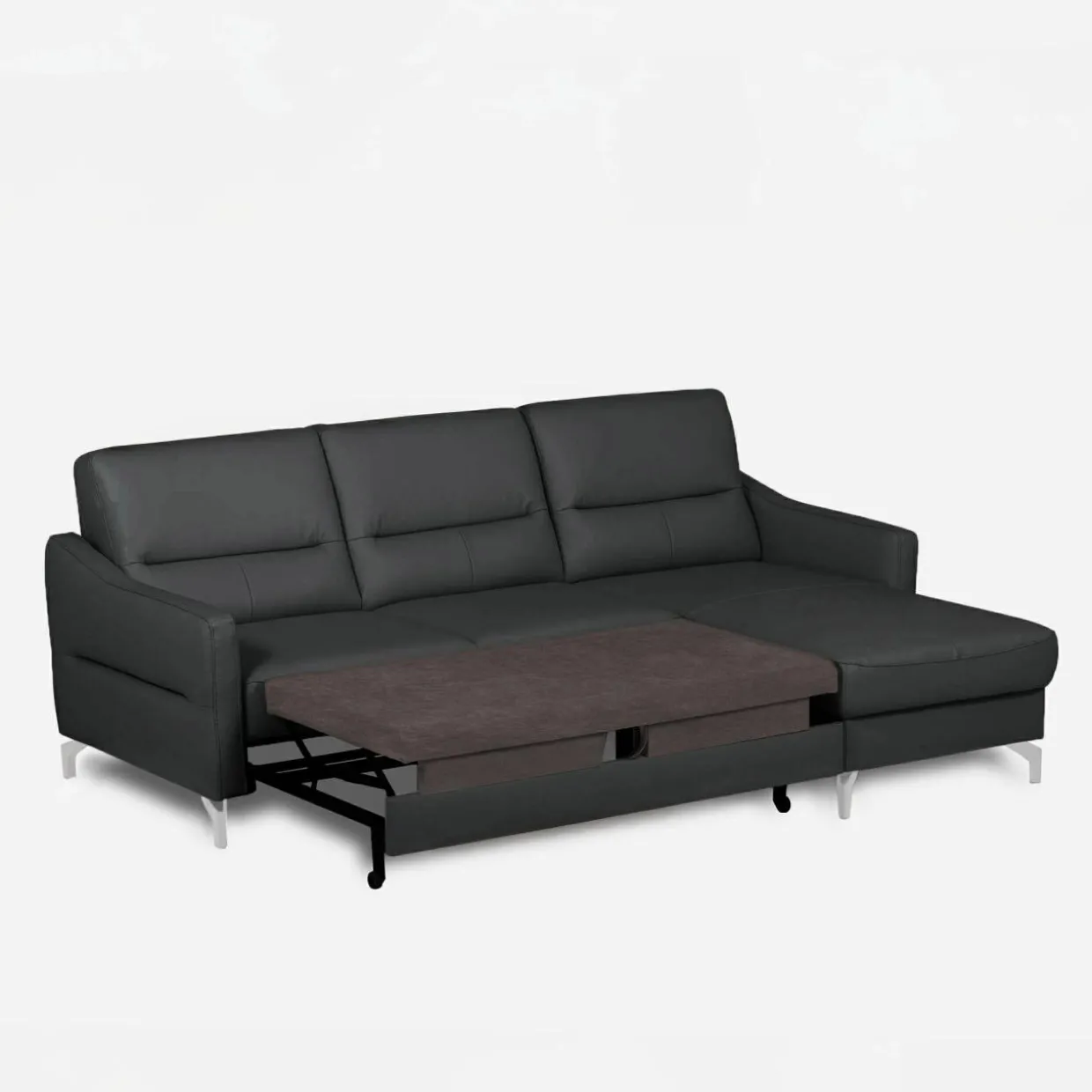 Narożnik grafitowy z nóżkami w chromie FARO prawy