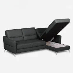 Narożnik grafitowy z nóżkami w chromie FARO prawy