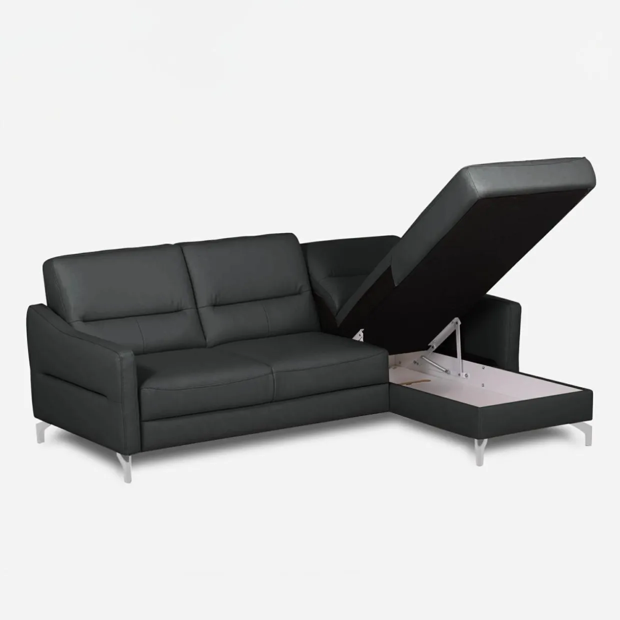 Narożnik grafitowy z nóżkami w chromie FARO prawy