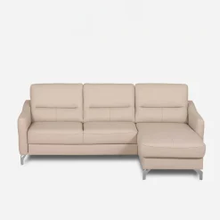 Narożnik jasnobeżowy z nóżkami w chromie FARO prawy