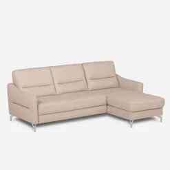 Narożnik jasnobeżowy z nóżkami w chromie FARO prawy