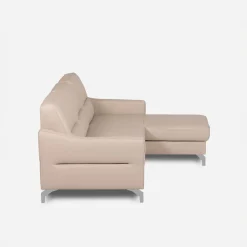 Narożnik jasnobeżowy z nóżkami w chromie FARO prawy