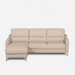 Narożnik jasnobeżowy z nóżkami w chromie FARO lewy