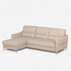 Narożnik jasnobeżowy z nóżkami w chromie FARO lewy