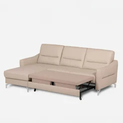 Narożnik jasnobeżowy z nóżkami w chromie FARO lewy