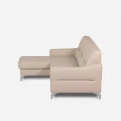 Narożnik jasnobeżowy z nóżkami w chromie FARO lewy