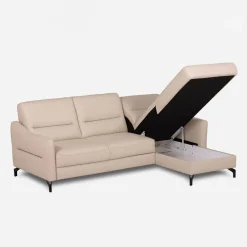 Narożnik jasnobeżowy z pojemnikiem FARO prawy