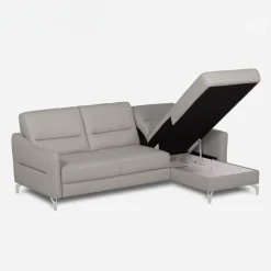 Narożnik jasnoszary z nóżkami w chromie FARO prawy