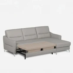 Narożnik jasnoszary z nóżkami w chromie FARO prawy