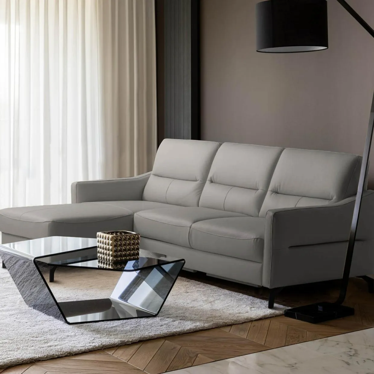 Narożnik jasnoszary z pojemnikiem FARO lewy