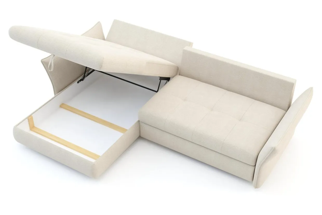 Narożnik rozkładany beżowy ACERO lewy