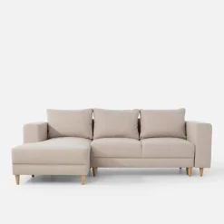 Narożnik rozkładany beżowy PERA lewy