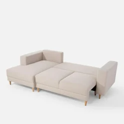 Narożnik rozkładany beżowy PERA lewy