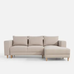 Narożnik rozkładany beżowy PERA prawy