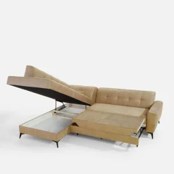 Narożnik rozkładany beżowy STORN lewy