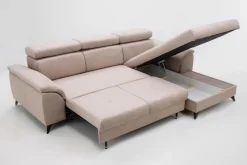 Narożnik rozkładany beżowy z regulowanymi zagłówkami PABLO NEW prawy