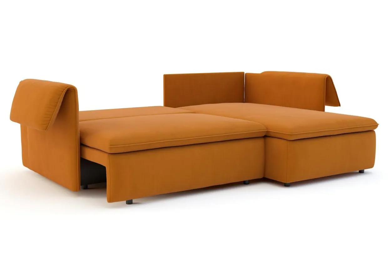 Narożnik rozkładany bursztynowy SUNNY prawy