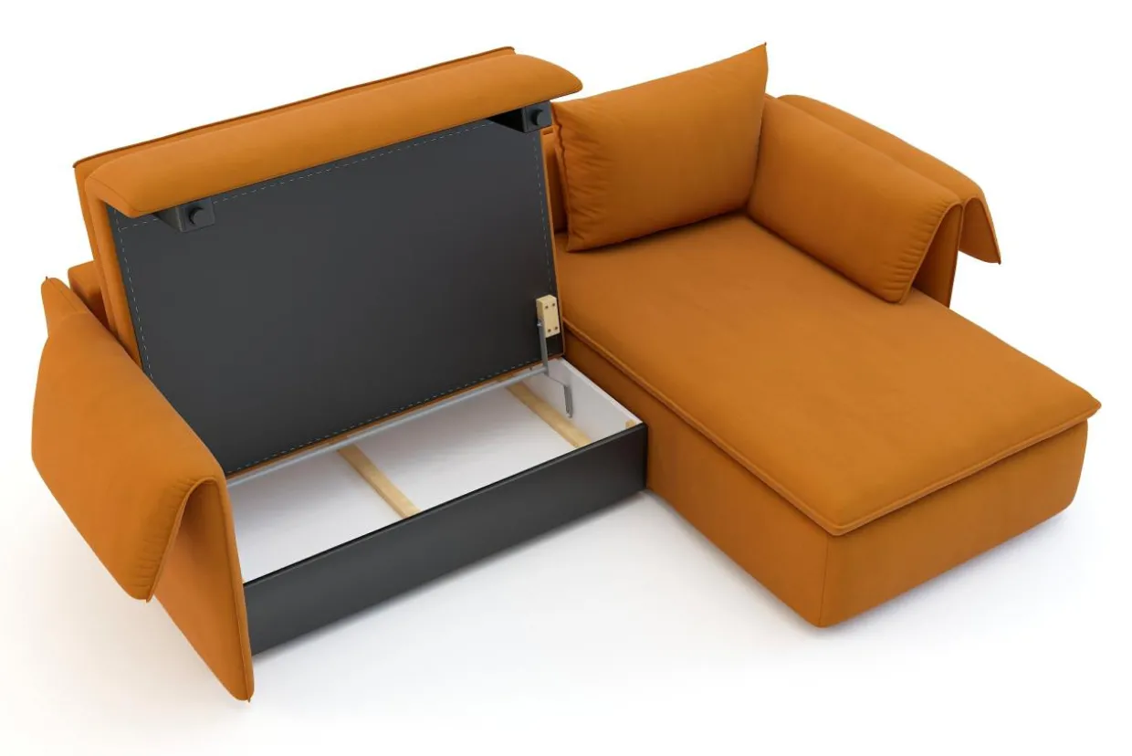 Narożnik rozkładany bursztynowy SUNNY prawy